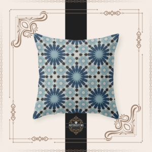 Azure Harmony: Geometric Moroccan Zellige Art Throw Pillow