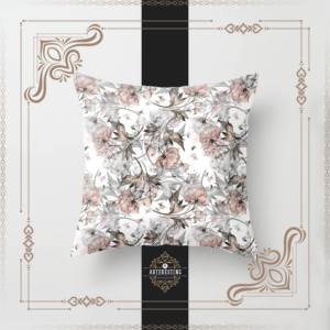 Peony with Buds Peel and Stick Seamless Wallpaper Illustration Throw Pillow