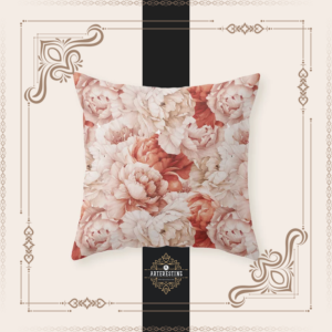 Vintage Classic Mid-Century Floral Roses Seamless Pattern Artwork Throw Pillow