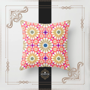 Mosaic Majesty: Colorful Andalusian Moroccan Zellige Art Throw Pillow