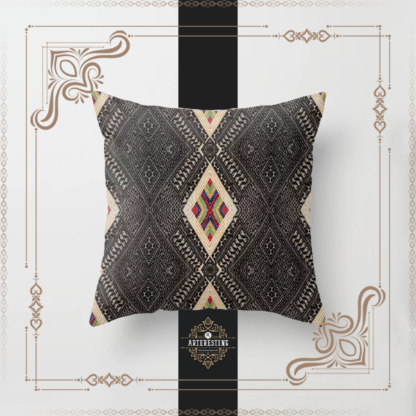 Mosaic Mirage: Geometric Bohemian Moroccan Art Throw Pillow