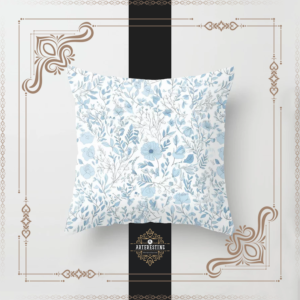 Cerulean Whispers: Ethereal Watercolor Florals Throw Pillow