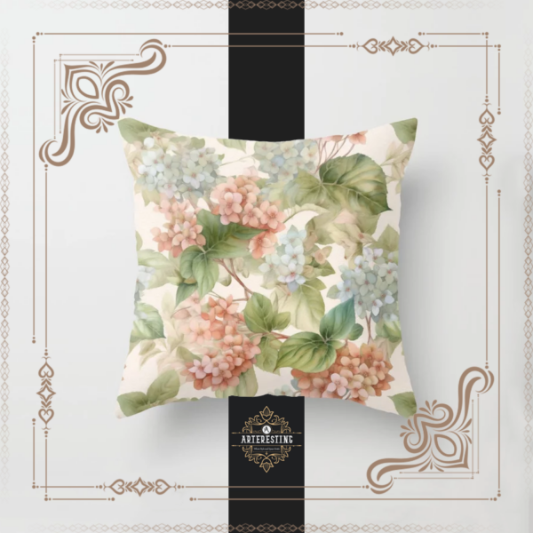 Verdant Blooms: Enchanting Watercolor Garden Throw Pillow