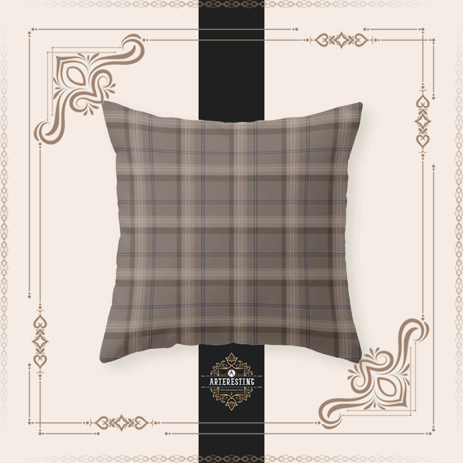 Timeless Tartan: Mid-Century Browns for Fall Throw Pillow