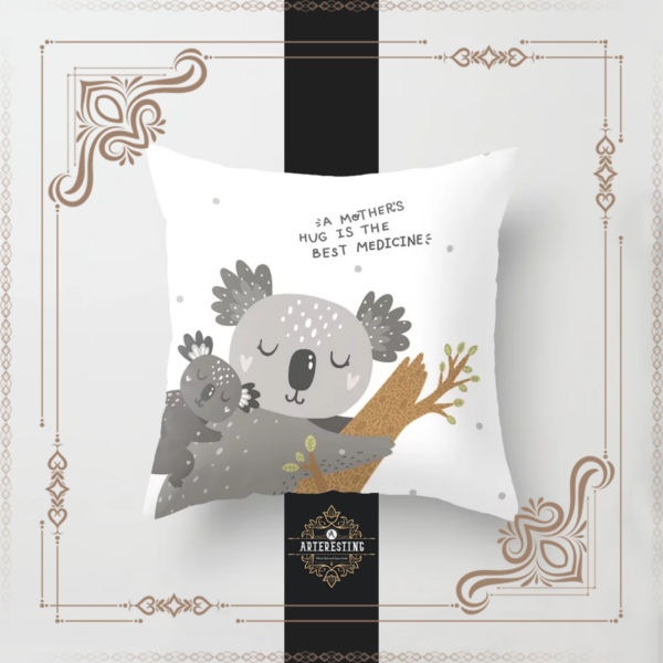 Koala's Motherly Embrace: Best Medicine Throw Pillow