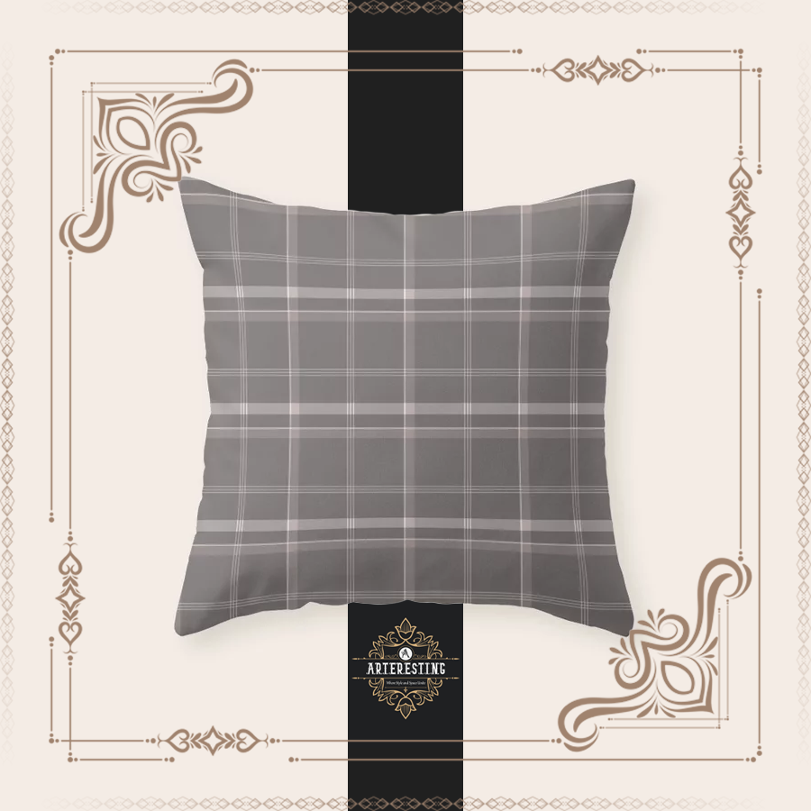 Autumn Fields: Brown-Beige Tartan for Cozy Interiors Throw Pillow