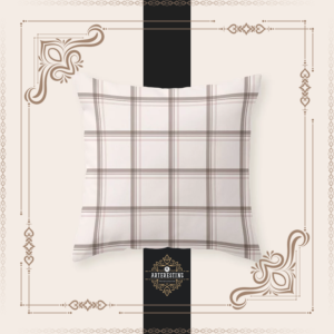 Rustic Plaid Retreat: Brown & Beige Mid-Century Flair Throw Pillow