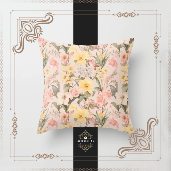 Garden's Allure: Enchanting Springtime Roses Throw Pillow