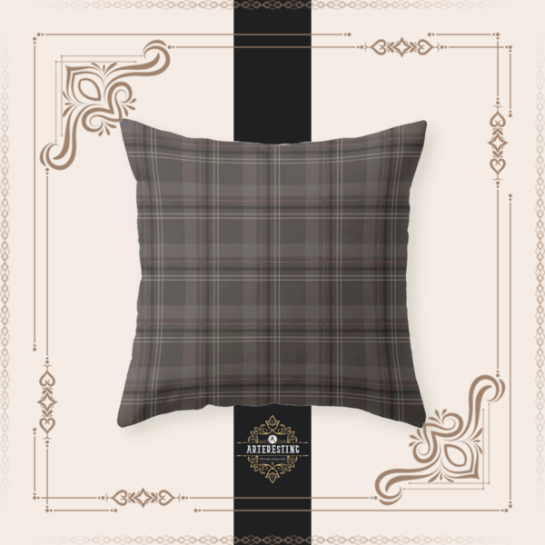 Vintage Hearthside: Cozy Brown-Beige Tartan Throw Pillow