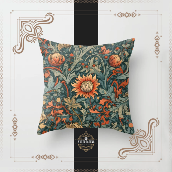 Verdant Symphony: Nature's Floral Overture Throw Pillow