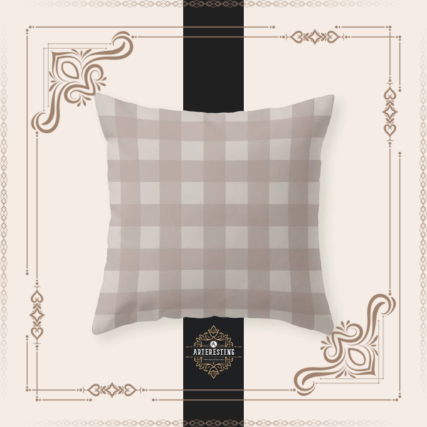 Warm Woodlands: Brown & Beige Tartan Textures Throw Pillow