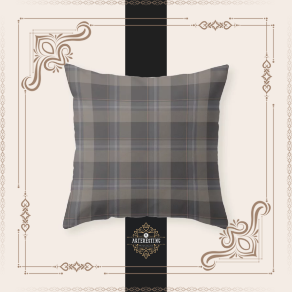 Rustic Elegance: Mid-Century Tartan in Earthy Tones Throw Pillow