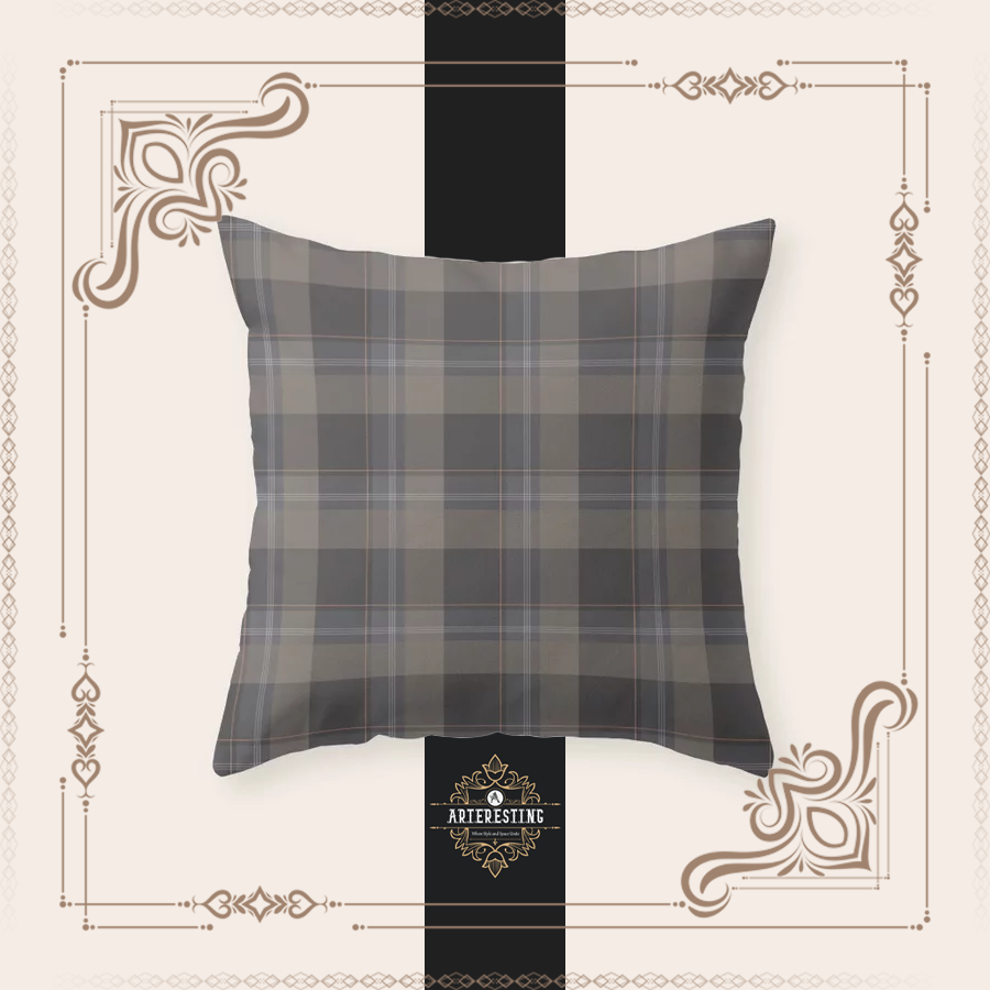 Rustic Elegance: Mid-Century Tartan in Earthy Tones Throw Pillow