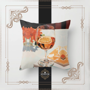 Vintage Vino: Retro Charm in Orange & White Throw Pillow