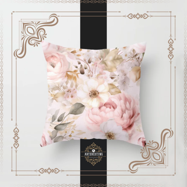 Rosy Reverie: A Watercolor Symphony in Pink Throw Pillow