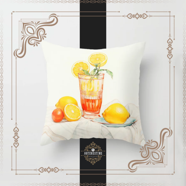 Citrus Tango: Vintage Tabletop Symphony Throw Pillow