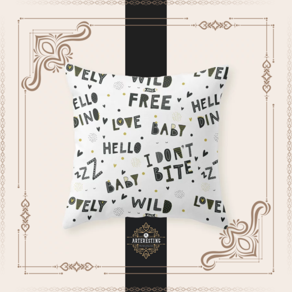 Roars & Giggles: Dino Talk Typography Delight Throw Pillow