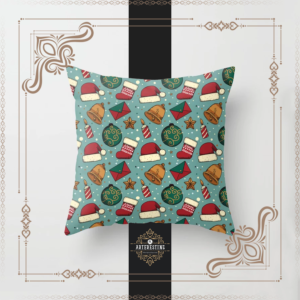 Lovely Classic Mid-Century Vintage Christmas Pattern Illustration Throw Pillow