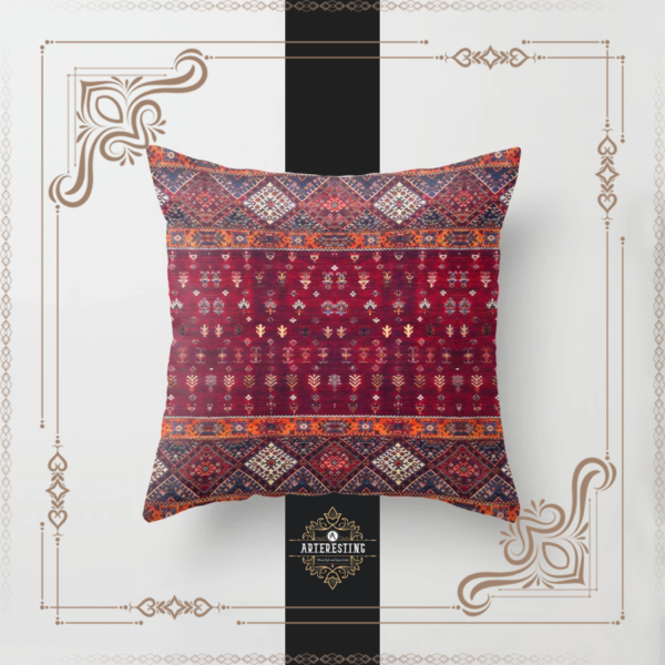 Bohemian Tapestry: Vintage Oriental Moroccan Artistry Throw Pillow