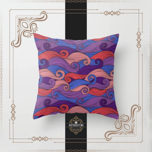 Seamless Colorful Waves Pattern Illustration Throw Pillow