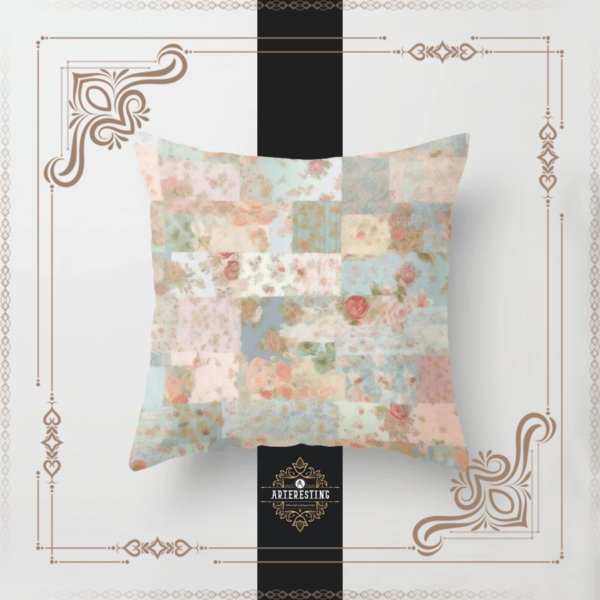 Heritage Blossoms: Cottage Charm in Classic Floral Collage Throw Pillow