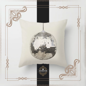 Retro Silver Disco Ball: Mid-Century Ceiling Art Throw Pillow