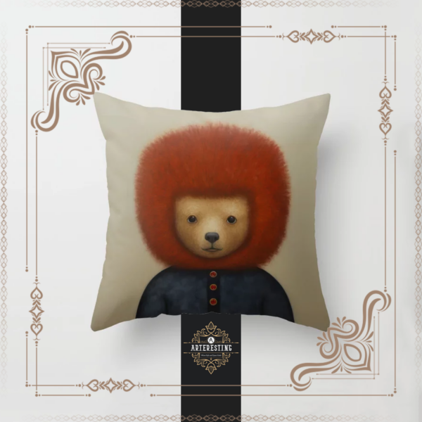 Timeless Fusion: Vintage Mid-Century Bear Couture Art Throw Pillow