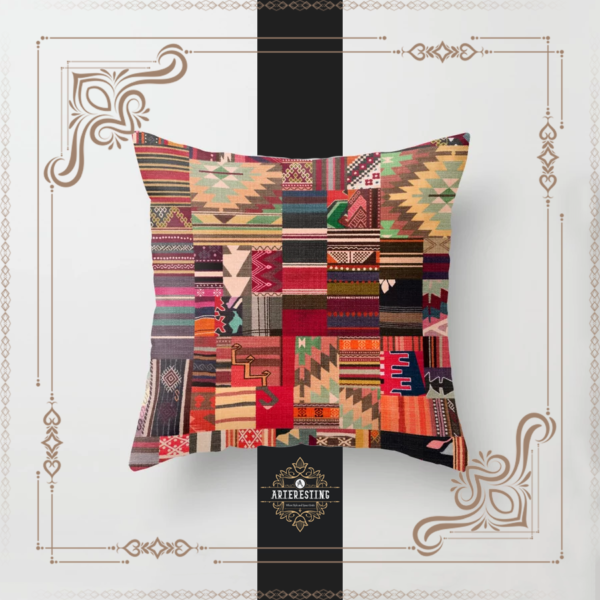 Bohemian Bazaar: Oriental Moroccan Collage Throw Pillow