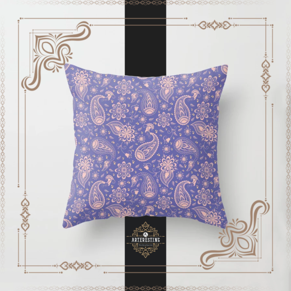 PANTONE Very Peri 2022 Trend Color Floral Seamless Moroccan Style Pattern Throw Pillow