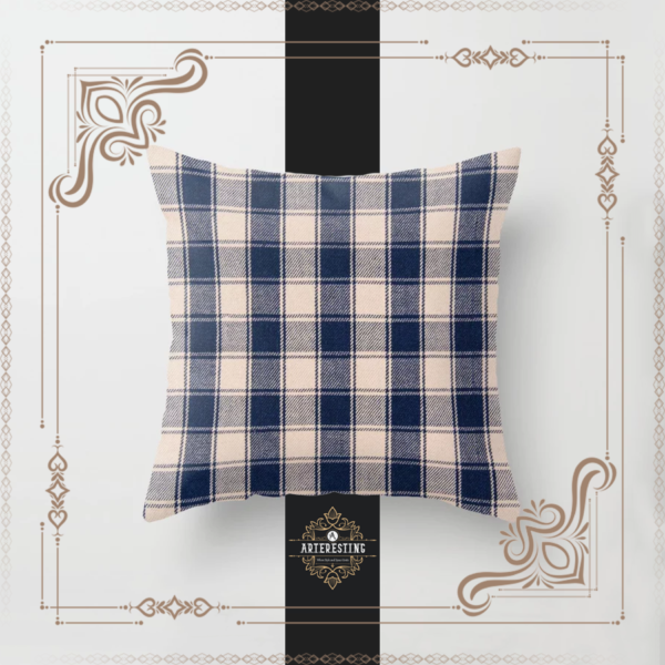 Geometric Tartan Farmhouse Rustic Style Seamless Pattern Throw Pillow