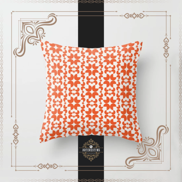 Minimalist Geometric Orange Floral Style Seamless Pattern Throw Pillow