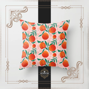 Fresh Peach Tropical Seamless Illustration Throw Pillow