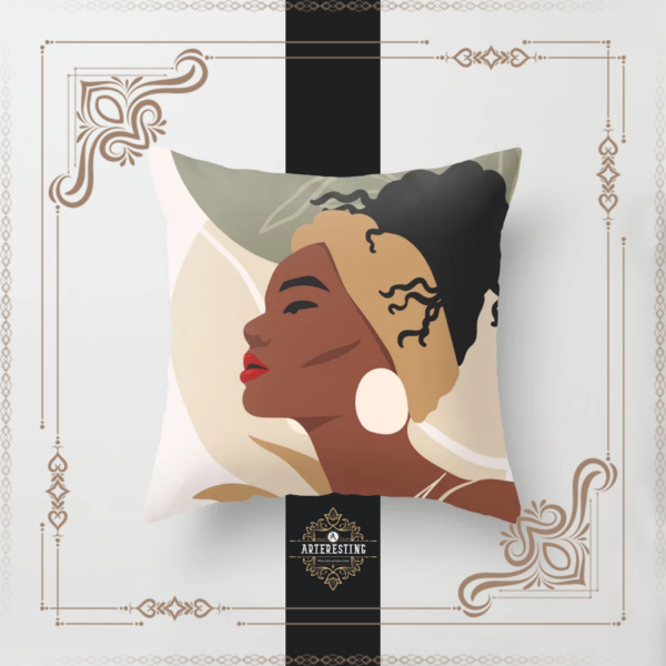 Boho Essence: African Minimalist Portrait Throw Pillow