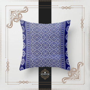 Geometric Heritage Oriental Traditional Blue Bohemian Moroccan Fabric Style Throw Pillow