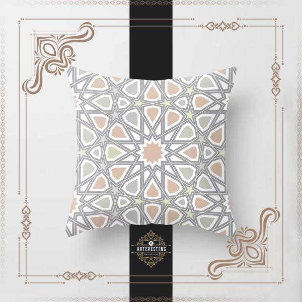 Moorish Mosaic Reverie: Oriental Geometric Zellige Tile Artistry Throw Pillow