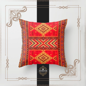 Moroccan Mosaic: Orange Elegance in Traditional Berber Style Throw Pillow