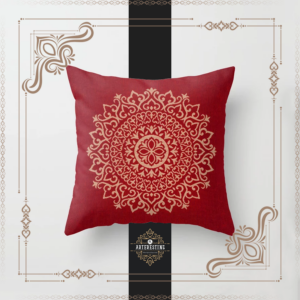 Scarlet Harmony: Oriental Boho Moroccan Mandala Magic Throw Pillow