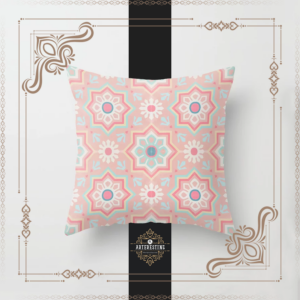 Heritage Oriental Traditional Handmade Moroccan Zellige Tiles Style Throw Pillow