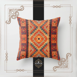 Moroccan Spice: Bohemian Vintage Charm in Orange Oriental Art Throw Pillow