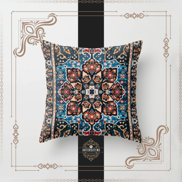 Bohemian Blossoms: Heritage Floral Moroccan Tapestry Throw Pillow