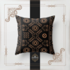 Majestic Opulence: Oriental Geometry in Black and Gold Throw Pillow