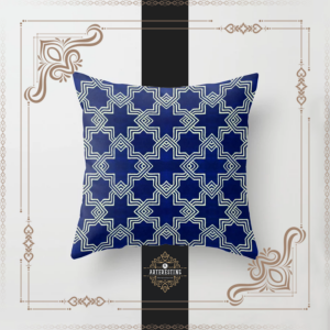 Geometric Deep Blue Oriental Traditional Andalusian Moroccan Style Throw Pillow