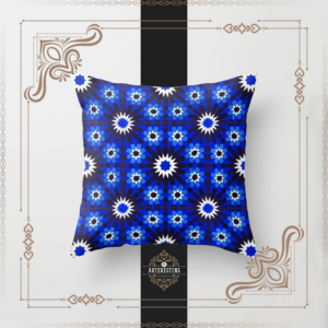 Colored Heritage Blue Boho Andalusian Moroccan Zellige Tiles Throw Pillow