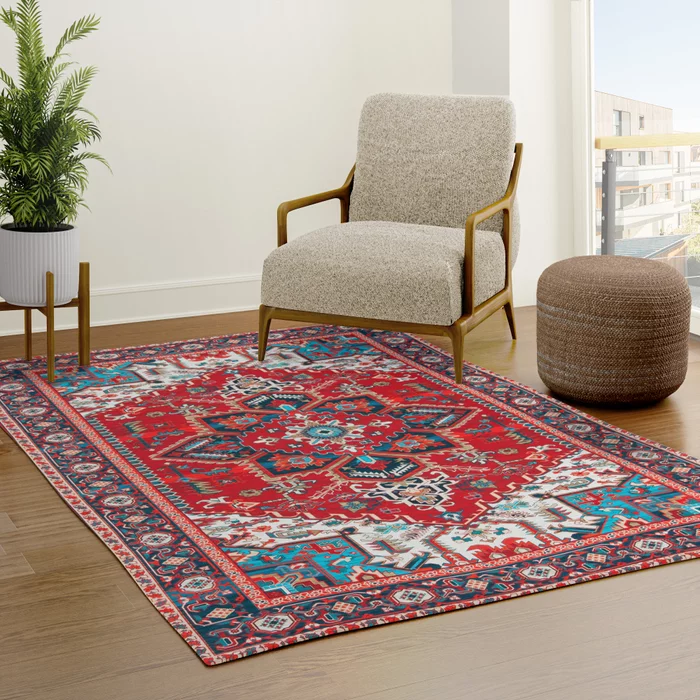 Crimson Heritage: Vintage Bohemian Moroccan Art Rug