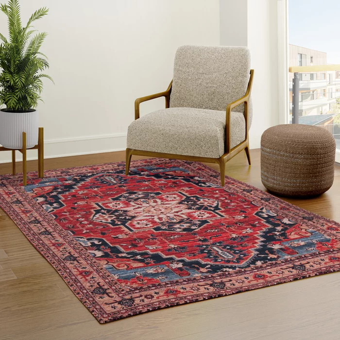 Crimson Elegance: Traditional Bohemian Moroccan Art Rug