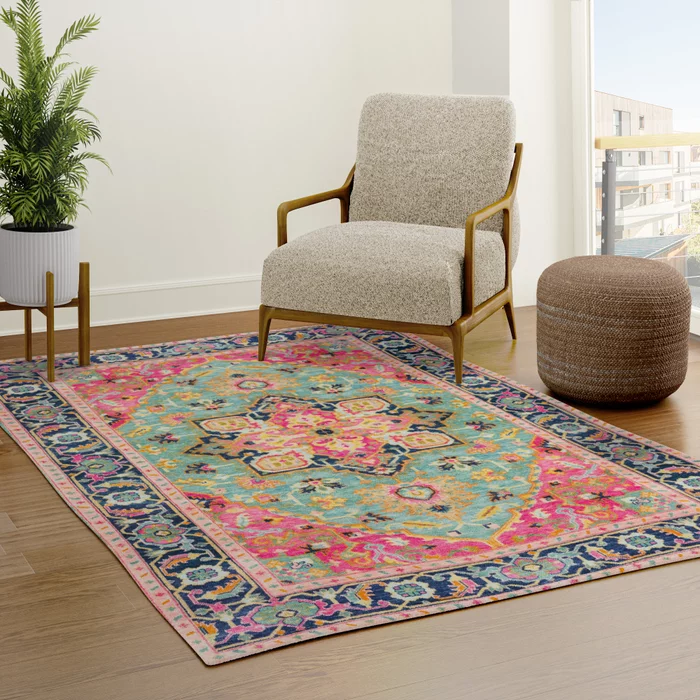 Moroccan Mosaic: Vibrant Heritage Oriental Floral Delight Rug