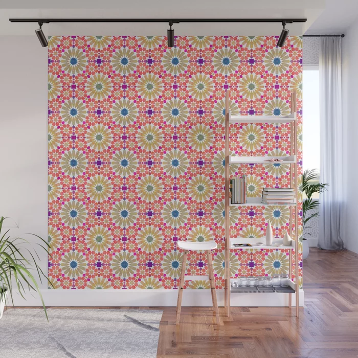 Mosaic Majesty: Colorful Andalusian Moroccan Zellige Art Wall Mural