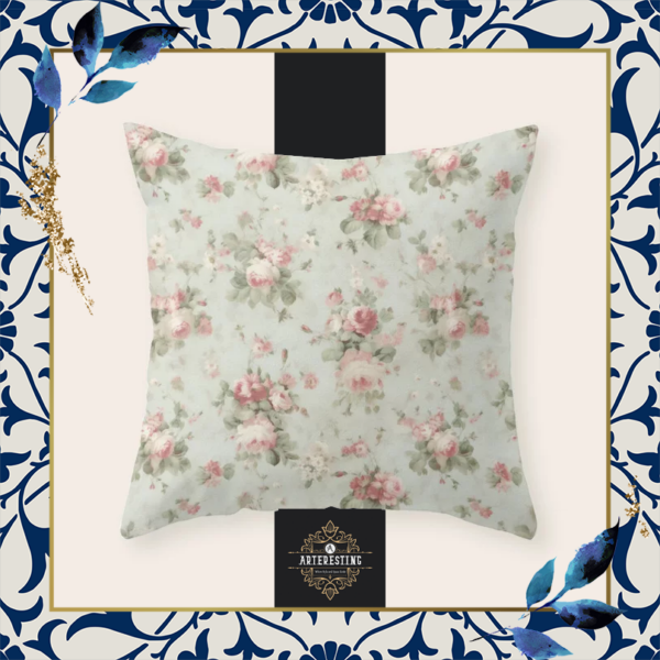 Mid-Century Cottage Floral Pillow Art