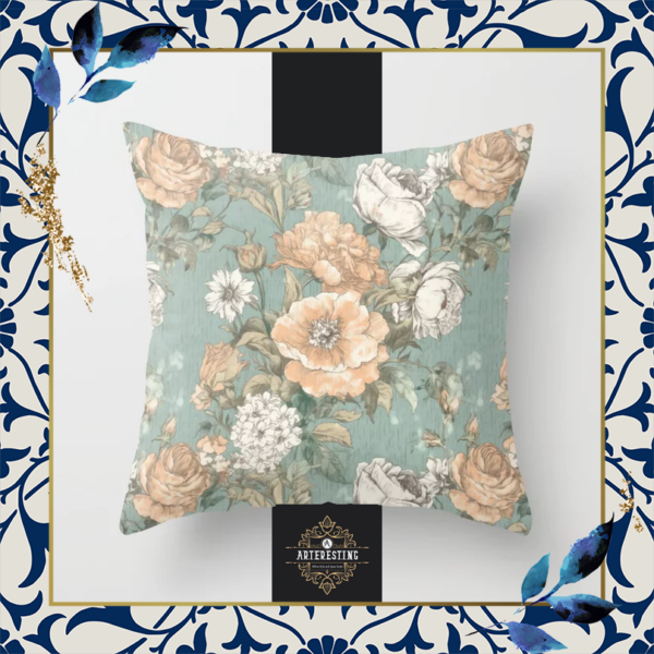 Vintage Cottage Blooms Pillow Art