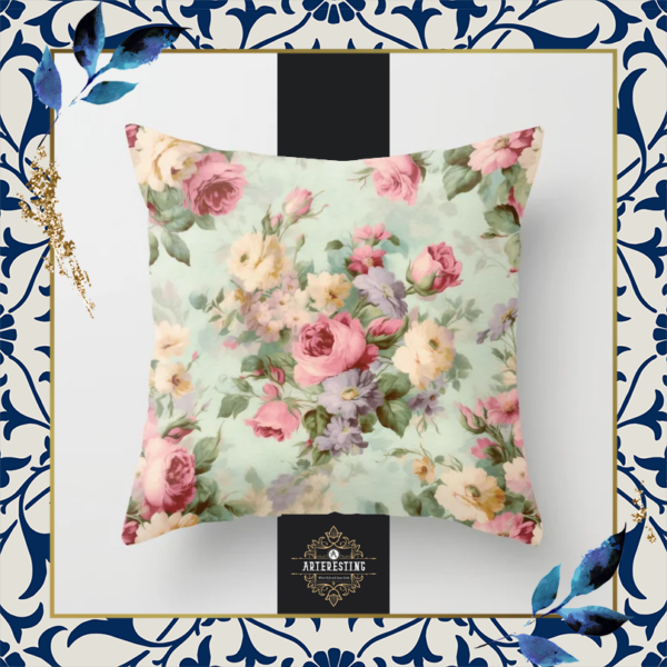 Timeless Mid-Century Floral Pillow Design